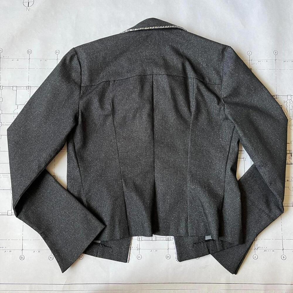Gorgeous Vintage 90s embellished dark grey denim jacket blazer - Picture 7 of 7